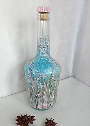 Декоративная интерьерная бутылка с авторской росписью "весна цветение"