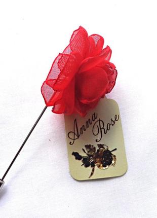 Бутоньерка цветок ручной работы на пиджак"карминовая роза"3 фото