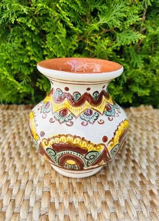 Косівська кераміка ваза для квітів 11х12 см ручна робота