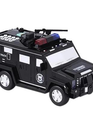 Детский сейф с кодом и отпечатком пальца в виде полицейской машины cash truck