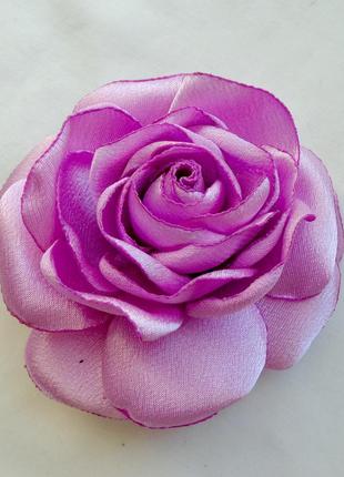 Брошка з тканини ручної роботи квітка "бузкова троянда"
