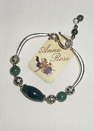 Браслет на руку ручной работы с натуральными камнем "яшма зеленая"