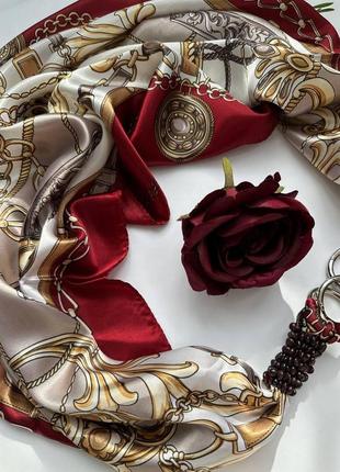 Дизайнерский платок "королевский бордо" от бренда my scarf, натуральные камни гарнат2 фото