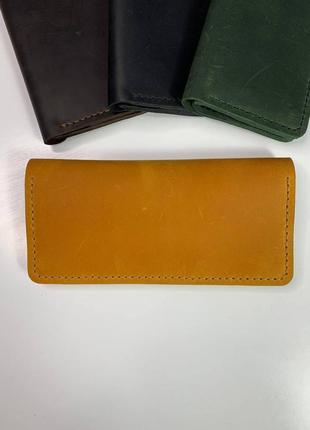 Мужской лонгер из натуральной кожи, вместительный мужской клатч, черный кошелек из кожи картхолдер кожаный