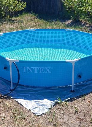 Круглый каркасный бассейн intex metal frame pool4 фото