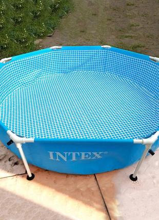 Круглый каркасный бассейн intex metal frame pool3 фото