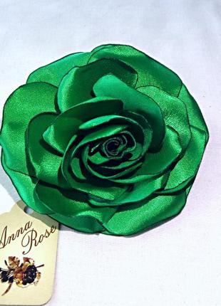 Брошь квітка з тканини ручної роботи "розочка зелена"