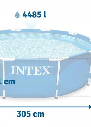 Качественный круглый бассейн каркасный со стальными стойками intex8 фото