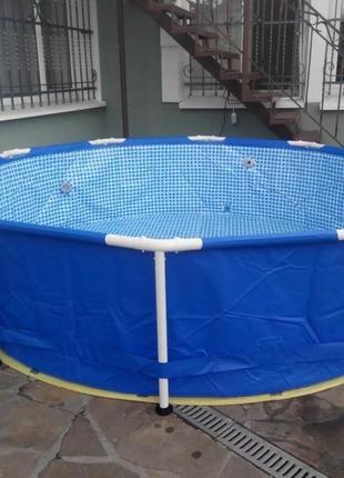 Качественный круглый бассейн каркасный со стальными стойками intex3 фото