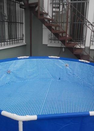 Качественный круглый бассейн каркасный со стальными стойками intex4 фото