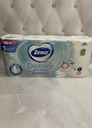 Туалетная бумага zewa deluxe с ароматом жасмина, 3-х слойная