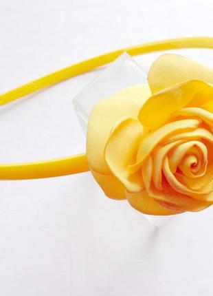 Обруч для волос с цветком ручной работы текстиль "желтая роза"