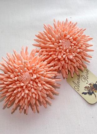 Гумка для волосся з фоамірану ручної роботи "персикові хризантемки"