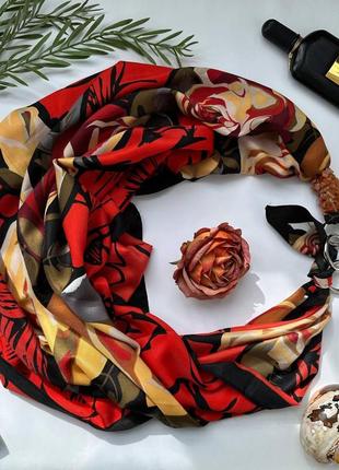 Дизайнерский платок "красная роза любви" от бренда my scarf, натуральные камни яшма2 фото