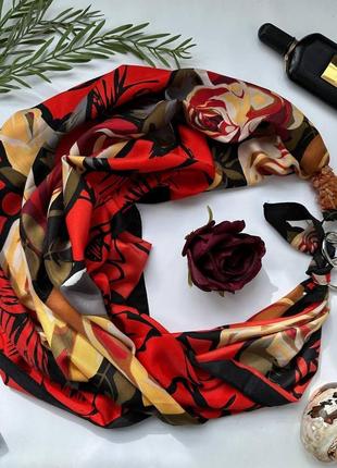 Дизайнерский платок "красная роза любви" от бренда my scarf, натуральные камни яшма6 фото