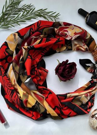 Дизайнерский платок "красная роза любви" от бренда my scarf, натуральные камни яшма3 фото