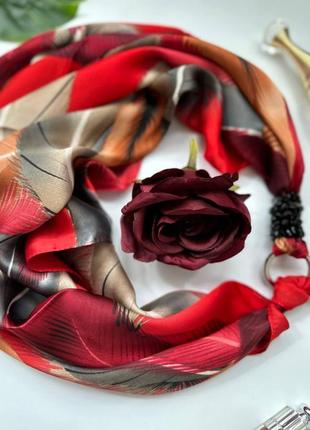 Дизайнерська хустка "королівський корал" від бренда my scarf, подарунок жінці4 фото