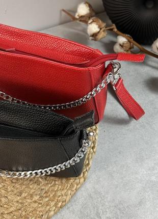 Женская кожаная сумочка, стильная сумка из натуральной кожи, маленькая черная сумка на плече сумка багет4 фото