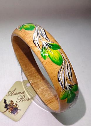 Деревянный браслет на руку ручной работы "клевер"