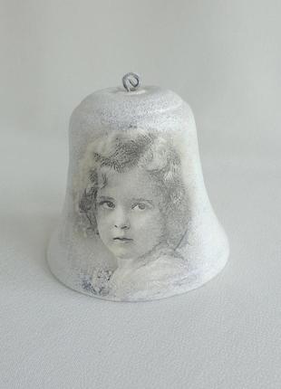 Колокольчик керамический выполненный в технике декупаж ручной работы "шебби-шик"2 фото