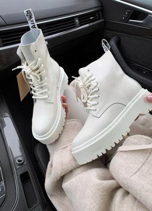 Dr. martens jadon white cream premium на платформе белые без меха2 фото