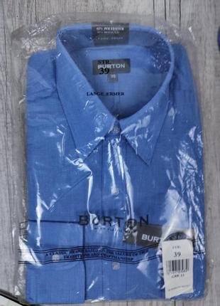 Мужская рубашка burton с длинным рукавом голубая размер м (ворот 39)2 фото