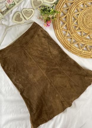 Фирменная стильная качественная натуральная замшевая юбка4 фото