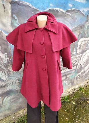 Пальто  пончо винтаж ретро бордо марсал 80%шерсть пончо бренд качество