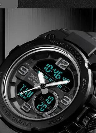 Фирменные спортивные часы skmei 1452bk black, брендовые мужские часы, ec-555 армейские часы2 фото