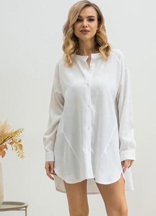 Летняя рубашка из льна, цвет белый, размер 42-442 фото