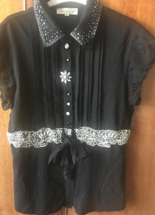 Женская блузка летняя с стразами (италия)3 фото