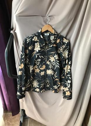 Дизайнерский пиджак на молнии с интересным принтом hucke women разм xl кофта жакет в цветы1 фото