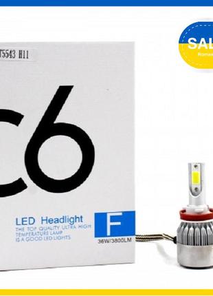 Лампы светодиодные с6 led h11 3800лм 36вт 8-48в