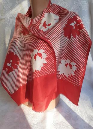Вінтаж! 🌸❤🌸 1970-е годы! шарф нашийний хустка палантин натуральний шовк палантин цветы шарфик6 фото