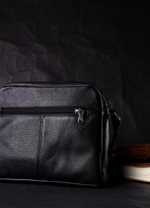 Удобная женская сумка кросс-боди из натуральной кожи grande pelle 11651 черная8 фото