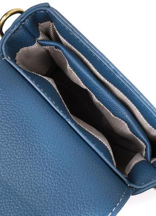 Женская сумка вертикального формата с клапаном из натуральной кожи vintage 22310 голубая5 фото