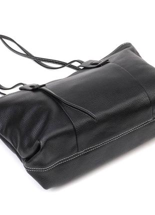Вместительная женская сумка из натуральной кожи 22082 vintage черная3 фото