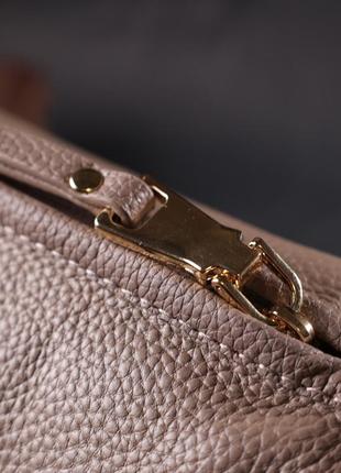 Практичная женская сумка с одной длинной ручкой из натуральной кожи vintage 22306 бежевая9 фото