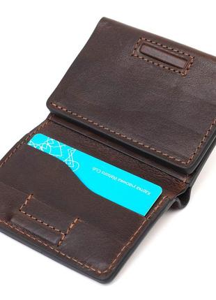 Зручний чоловічий гаманець у три складання grande pelle 16787 темно-коричневий3 фото