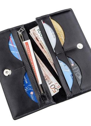 Вертикальний гаманець унісекс на магніті grande pelle 11212 чорний3 фото
