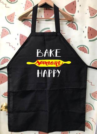 Фа000268 кухонний кухонний фартух з написом "bake someone happy"