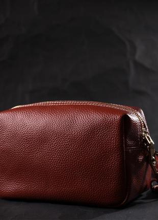 Оригинальная женская сумка с двумя ремнями из натуральной кожи vintage 22273 коричневый7 фото