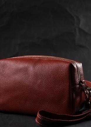 Оригинальная женская сумка с двумя ремнями из натуральной кожи vintage 22273 коричневый6 фото