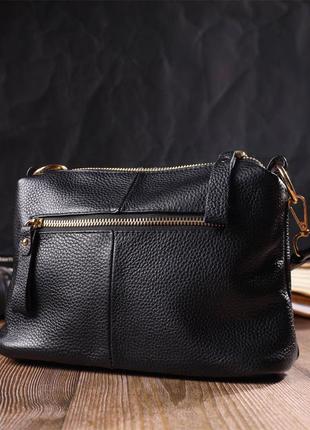 Интересная сумка через плечо из натуральной кожи 22135 vintage черная8 фото