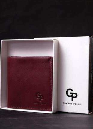 Компактное портмоне из натуральной кожи grande pelle 16798 бордовый10 фото
