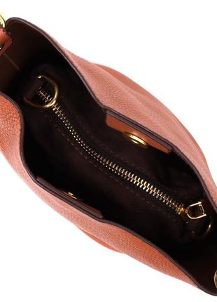 Небольшая женская сумка с автономной косметичкой внутри из натуральной кожи vintage 22366 коричневая4 фото