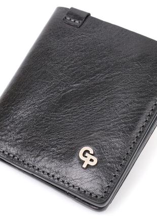 Стильное портмоне с накладной монетницей из натуральной кожи grande pelle 11643 черный