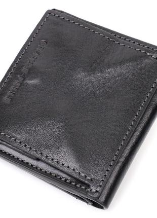 Стильне портмоне з накладною монетницею з натуральної шкіри grande pelle 11643 чорний2 фото