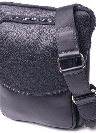 Мужская сумка из комбинированой натуральной кожи shvigel 18720 черная