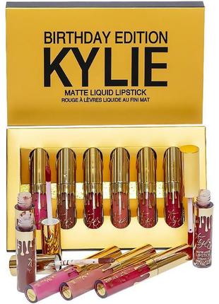 Набір рідких матових помад kylie birthday edition, 6 кольорів